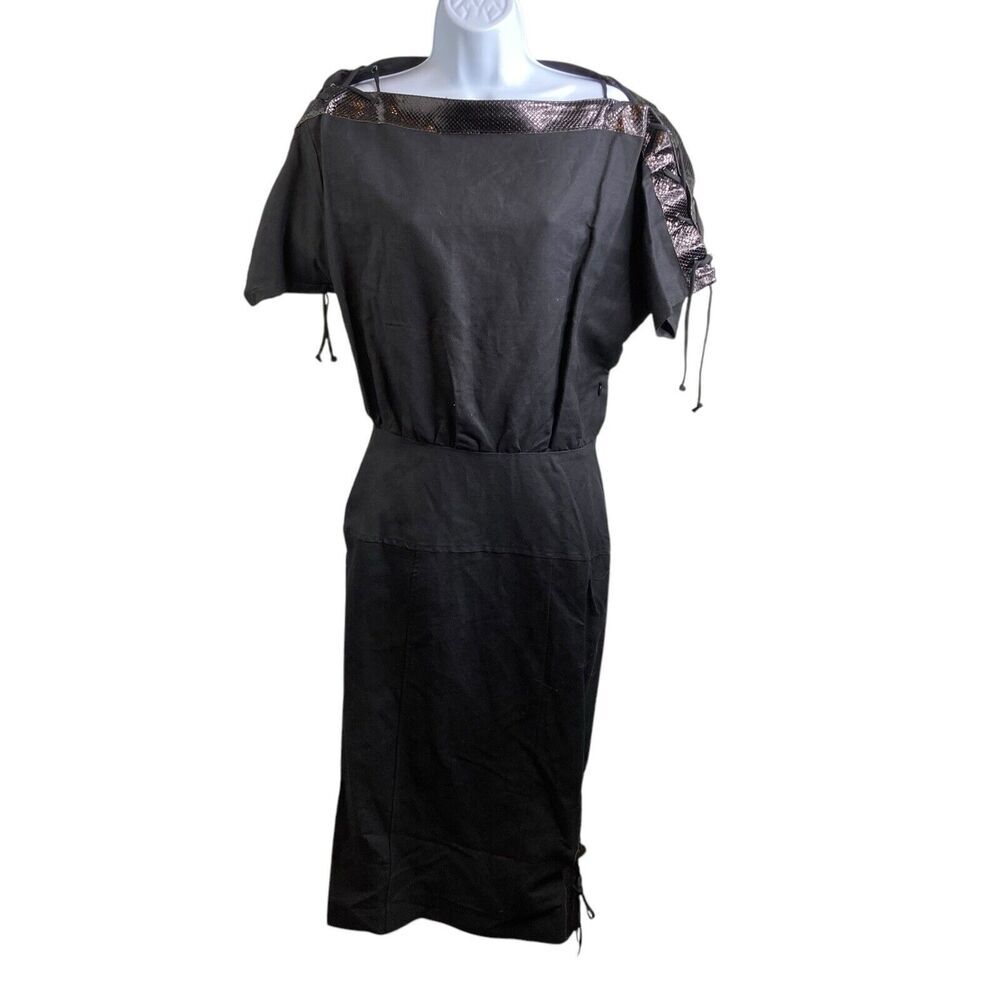 Black Mini Dress with Metallic Trim